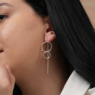 Silver Circle Drop Earrings