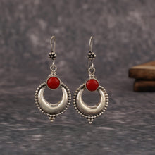 Load image into Gallery viewer, Silver Coral Earrings