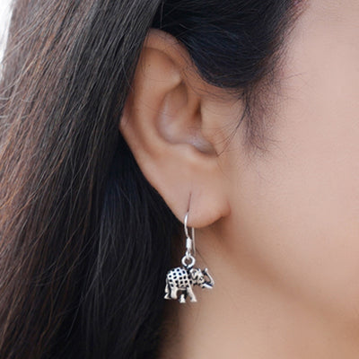 Silver Elephant Earrings