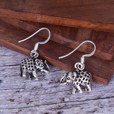Silver Elephant Earrings