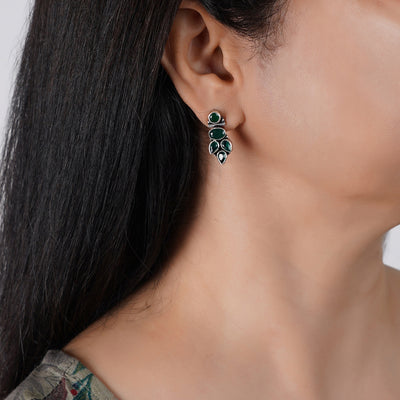 Silver Emerald Earrings