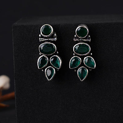 Silver Emerald Earrings
