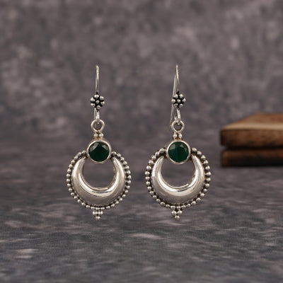 Silver Emerald Earrings