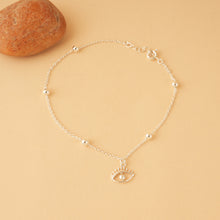 Load image into Gallery viewer, Silver Evil Eye Charm Anklet