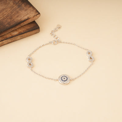 Silver Evil Eye Infinity Bracelet