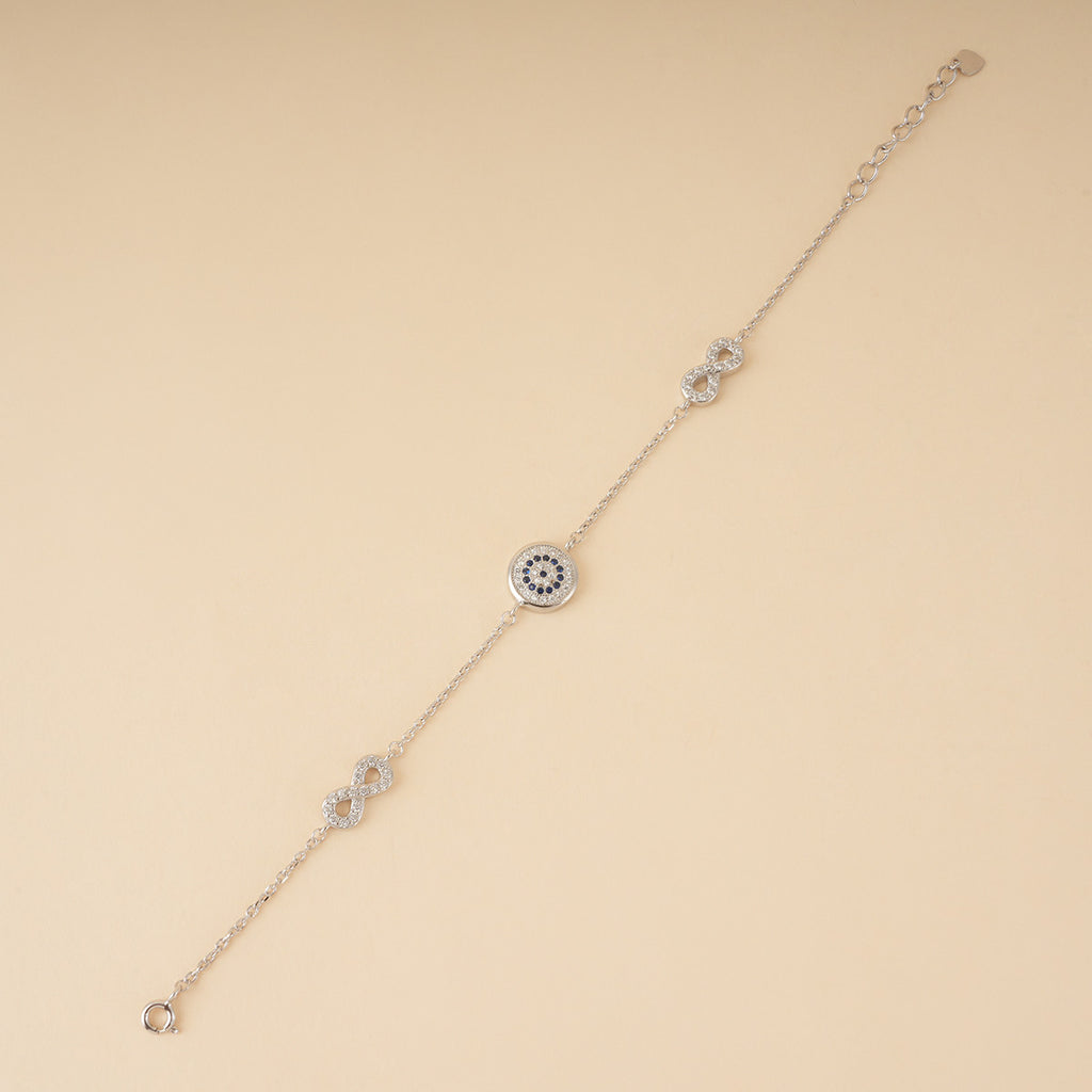 Silver Evil Eye Infinity Bracelet