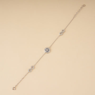 Silver Evil Eye Infinity Bracelet