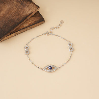 Silver Evil Eye Infinity Bracelet