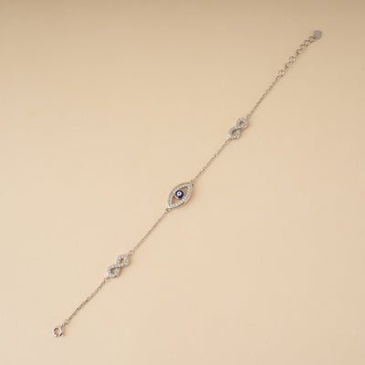 Silver Evil Eye Infinity Bracelet