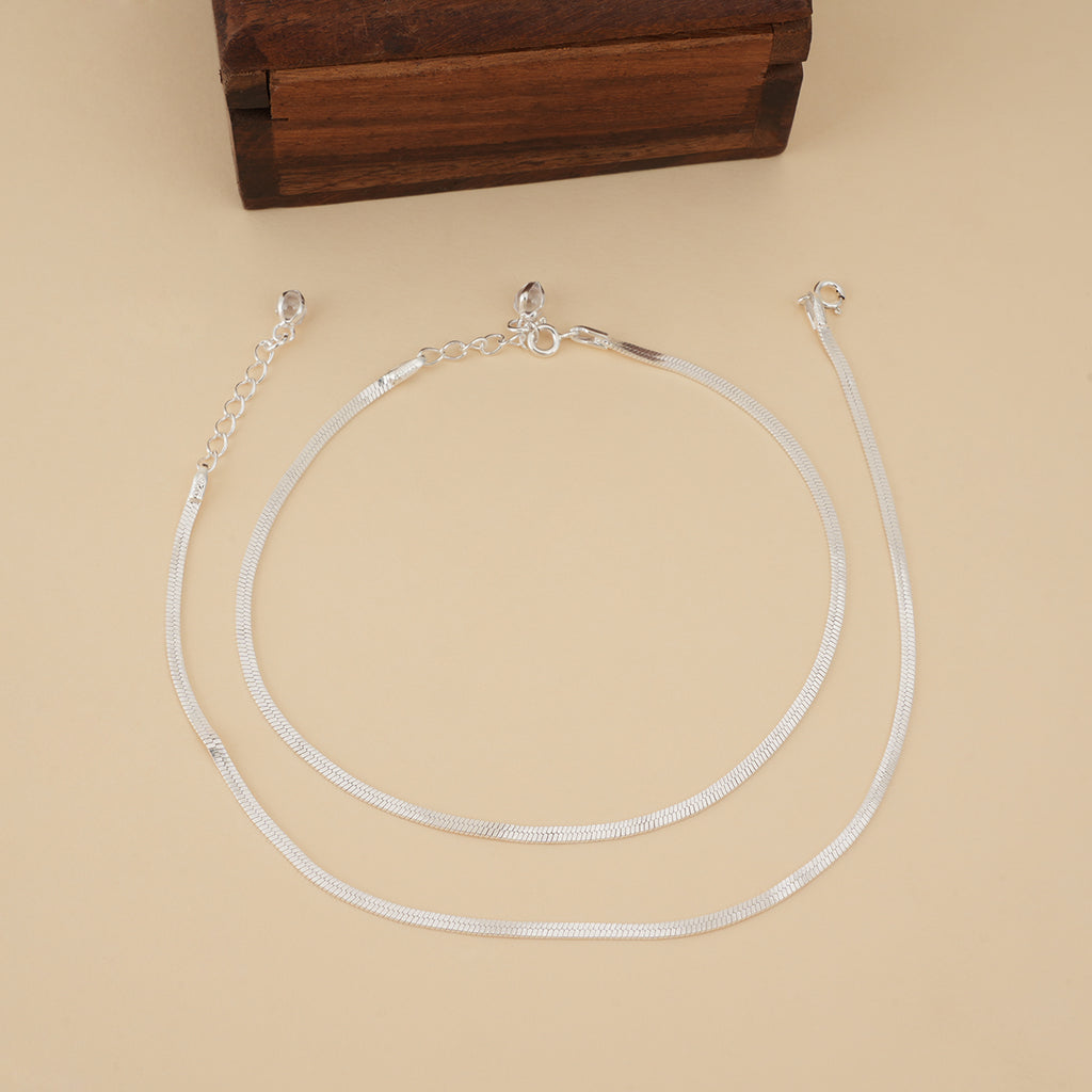 Silver Flat Chain Anklet
