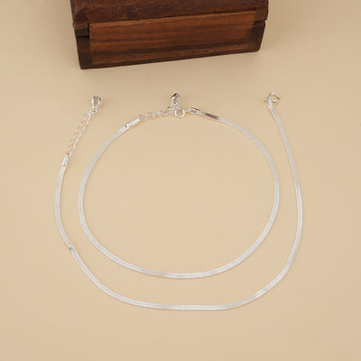 Silver Flat Chain Anklet
