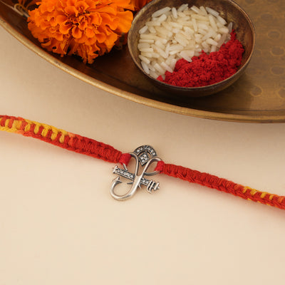 Silver Zircons Ganesha Rakhi