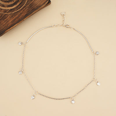 Silver Heart Charm Anklet