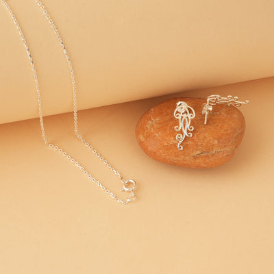 Silver Jellyfish Pendant Set