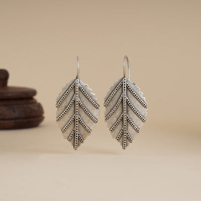 Silver Leaf Hook Earrings