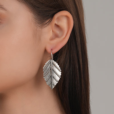 Silver Leaf Hook Earrings