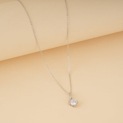 Silver Mini Solitare Pendant with Link Chain
