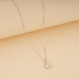 Silver Mini Solitare Pendant with Link Chain