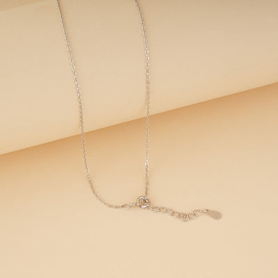 Silver Mini Solitare Pendant with Link Chain