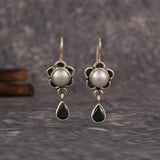 Silver Pearl Flower Earrings