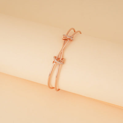 Silver Rose Gold Zircon Knot Bracelet