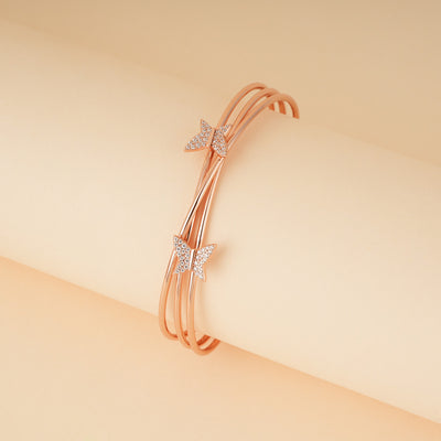 Silver Rose Gold Zircon Butterfly Bracelet