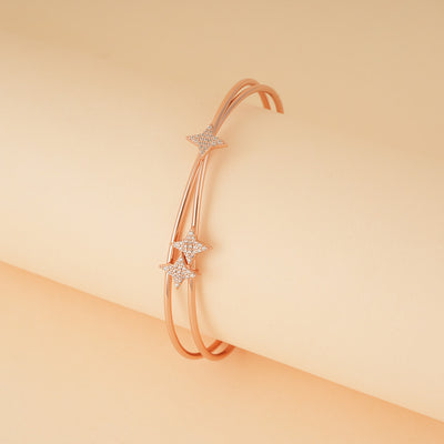Silver Rose Gold Zircon Stars Bracelet
