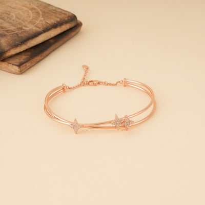 Silver Rose Gold Zircon Stars Bracelet