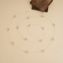 Load image into Gallery viewer, Silver Rose Quartz Long Necklace