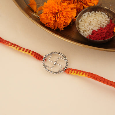 Silver Swastik Rakhi