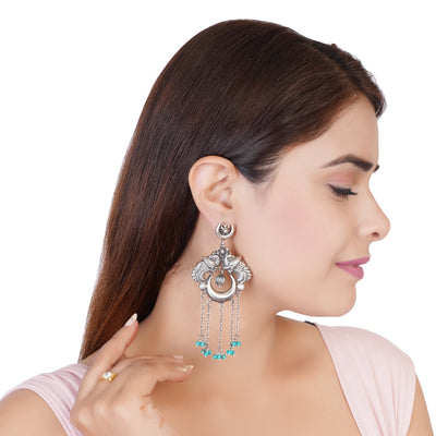 Silver Turquoise Peacock Earrings