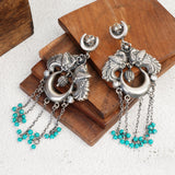 Silver Turquoise Peacock Earrings
