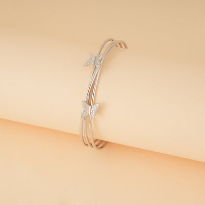 Silver Zircon Butterfly Bracelet