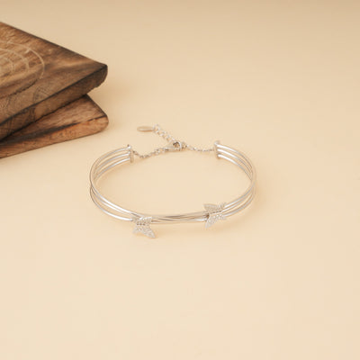 Silver Zircon Butterfly Bracelet