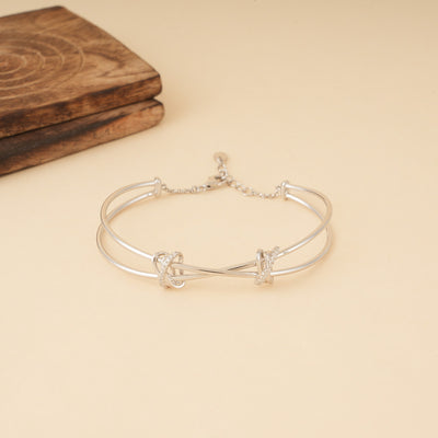 Silver Zircon Knot Bracelet