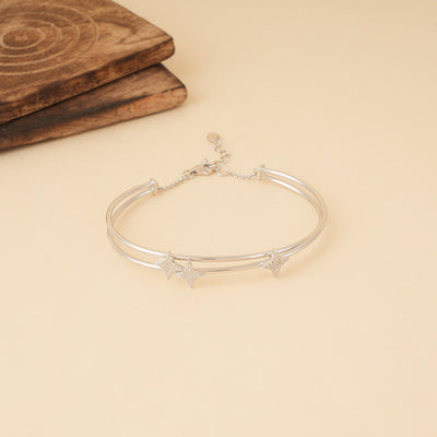 Silver Zircon Stars Bracelet