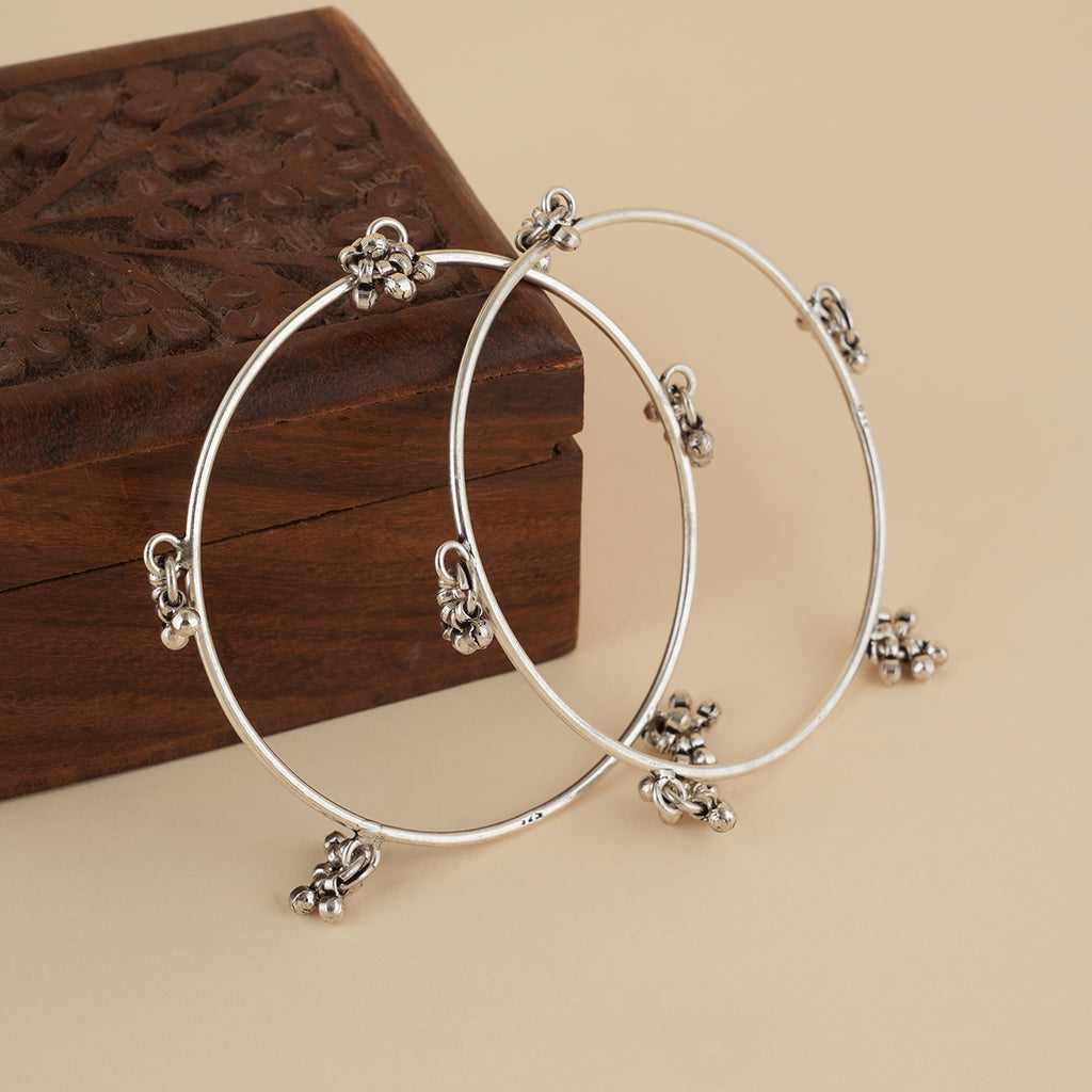 Soundless Ghungroo Silver Bangles (Single)