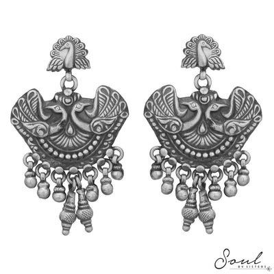 Tribal Earrings with Peacock Motifs
