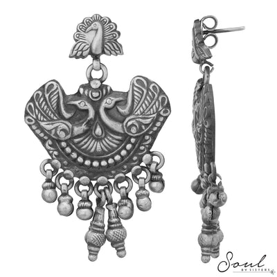 Tribal Earrings with Peacock Motifs