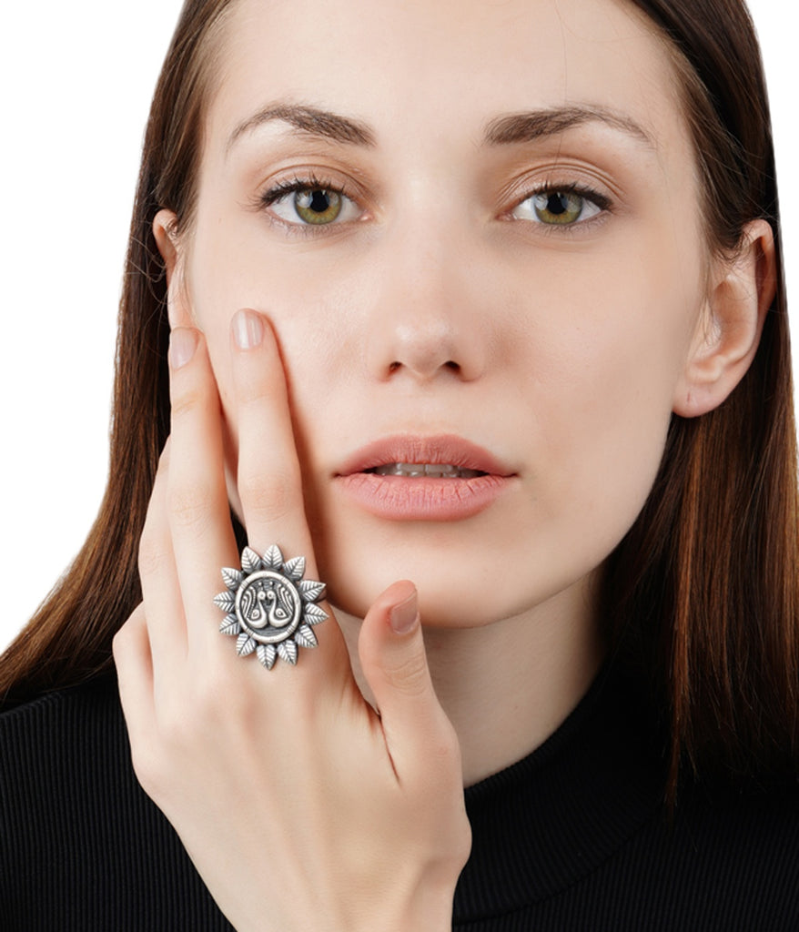 Tribal Silver Adjustable Ring