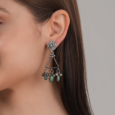 Trikon Panna Silver Earring