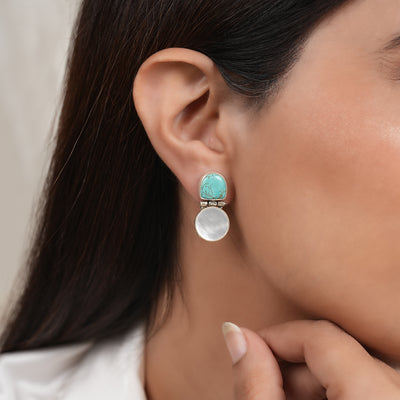 Turquoise with Mother of Pearl Drop Earrings