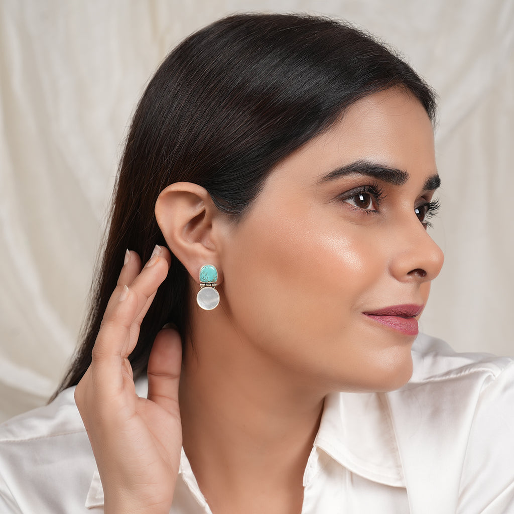 Turquoise with Mother of Pearl Drop Earrings