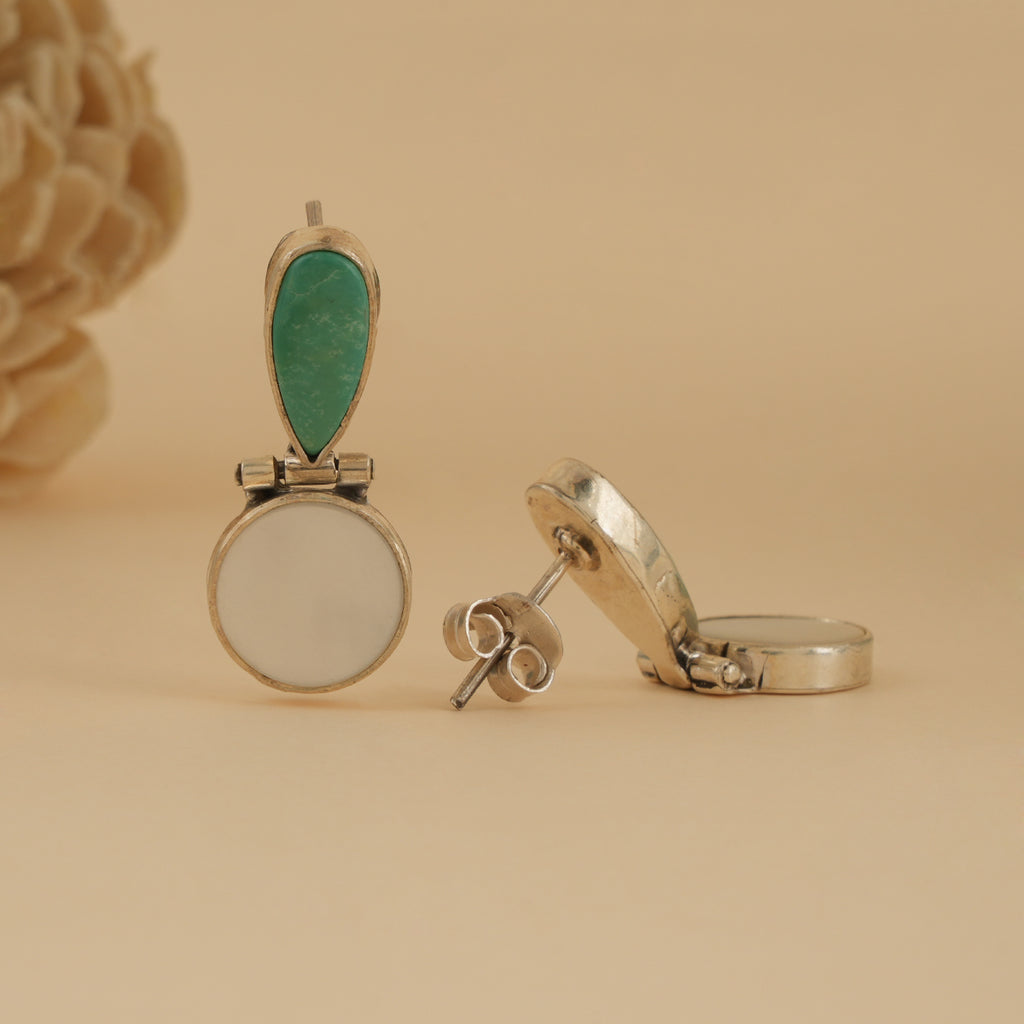 Turquoise with Mother of Pearl Drop Earrings