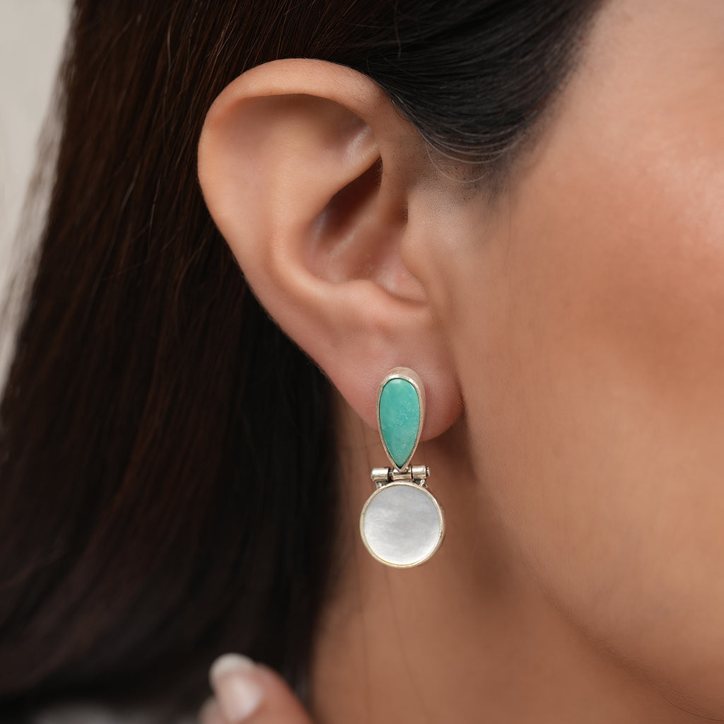 Turquoise with Mother of Pearl Drop Earrings