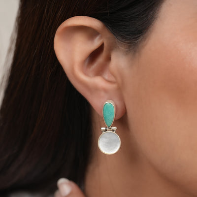 Turquoise with Mother of Pearl Drop Earrings