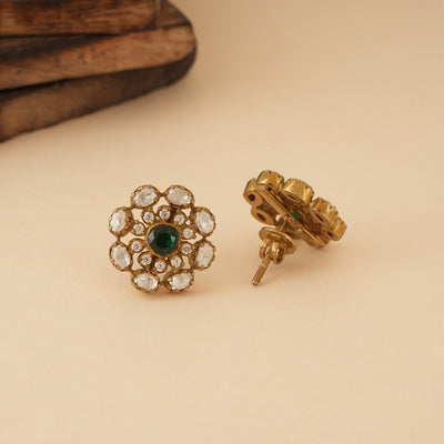 White & Green Minimalist Moissanite Studs