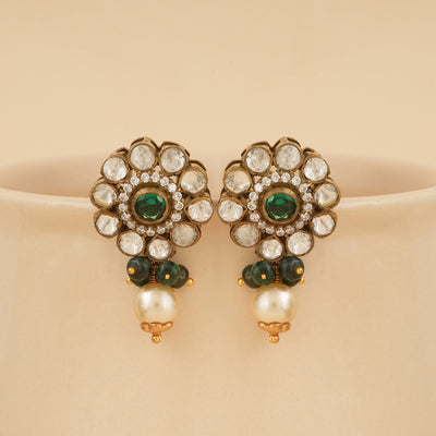 White & Green Moissanite Studs