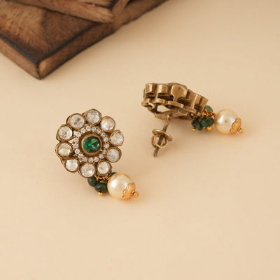 White & Green Moissanite Studs