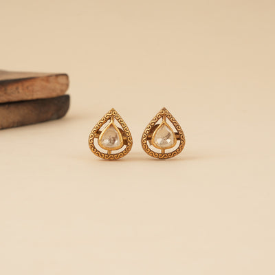 White Minimalist Moissanite Drop Studs